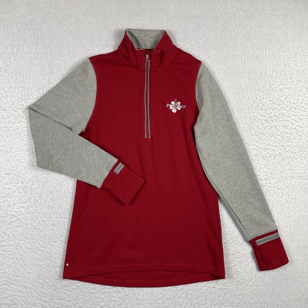 Philadelphia Phillies Pullover Womens Small Red MLB Flower Ladies 1/4 Zip Top